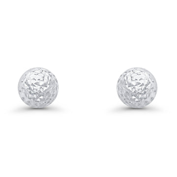 14K White Gold Half Ball Earrings DC Style 9mm